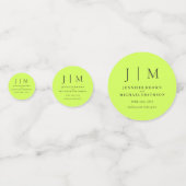 Cyber Lime Jet Black Monogram Klassieke Trouw Confetti (Voorkanten)