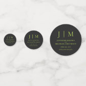Cyber Lime Jet Black Monogram Klassieke Trouw Confetti (Achterkanten)