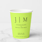 Cyber Lime Jet Black Simple Minimal Drink Wedding Papieren Bekers (Achterkant)
