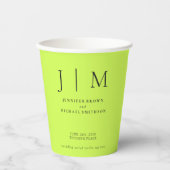 Cyber Lime Jet Black Simple Minimal Drink Wedding Papieren Bekers (Voorkant)
