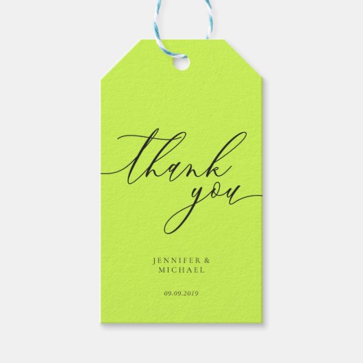 Cyber Lime Jet Black Thank You Simple Cadeaulabel (Voorkant)