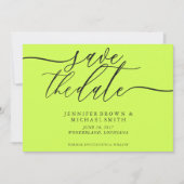 Cyber Lime Jet Black Trouwdatum Foto Save The Date (Voorkant)