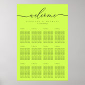 Cyber Lime Jet Black Welcome Wedding Table Seating Poster (Voorkant)