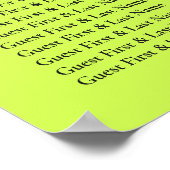 Cyber Lime Jet Black Welkom Trouwtafel Zitplaatsen Poster (Hoek)