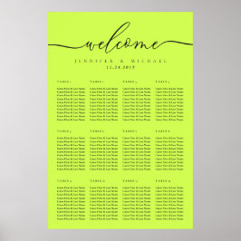 Cyber Lime Jet Black Welkom Trouwtafel Zitplaatsen Poster