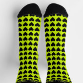 Cyber Lime Zwarte Hartjes Custom Naam Script Sokken (Top)