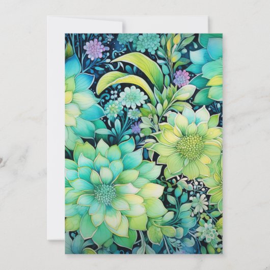 Cyber Limoen Bloemenbruiloft Kaart (Achterkant)