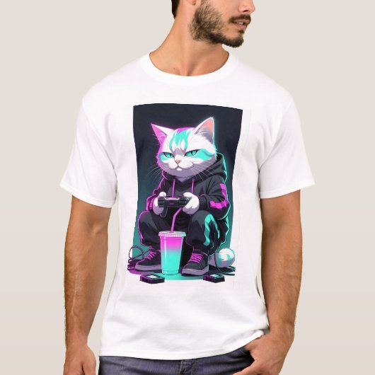 Cyber Lounge Cat T-shirt (Voorkant)