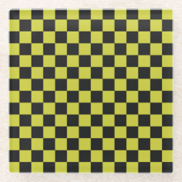 Cyber lyme checkerboard pattern glazen onderzetter