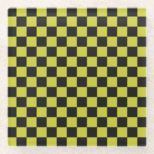 Cyber lyme checkerboard pattern glazen onderzetter (Voorkant)