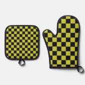 Cyber lyme checkerboard pattern ovenwant & pannenlap set (Voorkant)