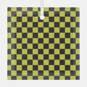 Cyber lyme schaakbordpatroon glas ornament