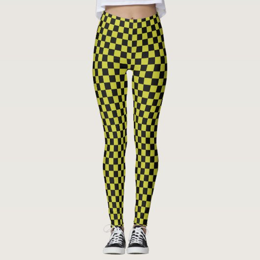Cyber lyme schaakbordpatroon leggings (Voorkant)