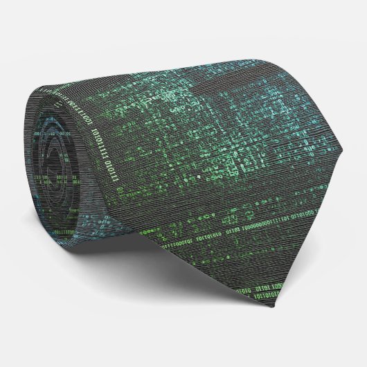 Cyber Matrix – Digitale Code Stropdas (Opgerold)