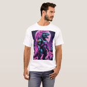Cyber Mecha Dinosaur Futuristic Sci-Fi Battle T-sh T-shirt (Voorkant volledig)