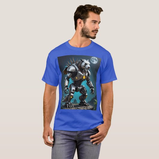 Cyber Mecha Panda Warrior Moon T-shirt (Voorkant volledig)