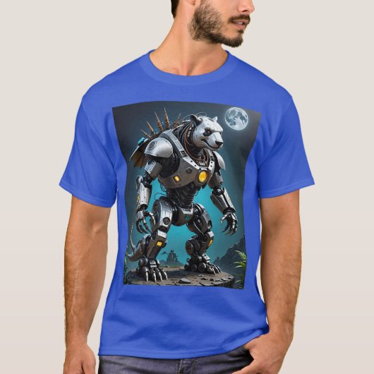 Cyber Mecha Panda Warrior Moon T-shirt (Voorkant)