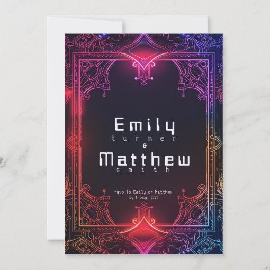 Cyber-Medieval Fusion Wedding Kaart (Achterkant)