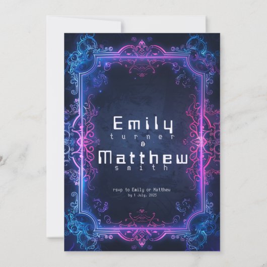 Cyber-Medieval Fusion Wedding Kaart (Achterkant)