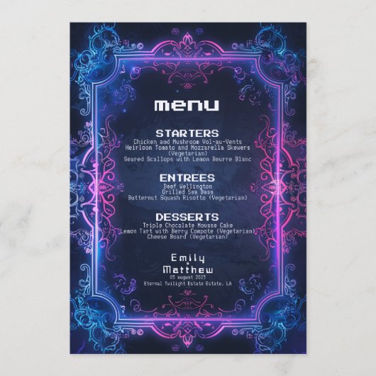 Cyber-Medieval Fusion Wedding Menu (Voorkant)