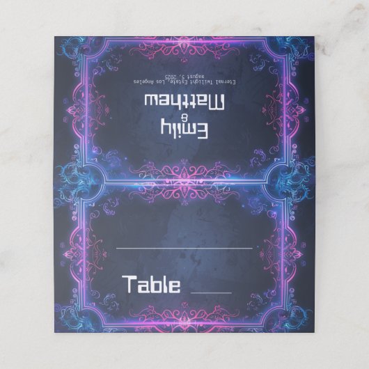 Cyber-Medieval Fusion Wedding Plaatskaartje (Buitenkant ongevouwen)