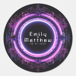 Cyber-Medieval Fusion Wedding Ronde Sticker
