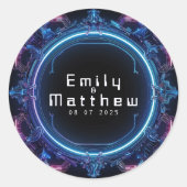 Cyber-Medieval Fusion Wedding Ronde Sticker (Voorkant)