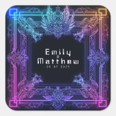 Cyber-Medieval Fusion Wedding Vierkante Sticker (Voorkant)