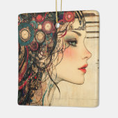 Cyber Meisje Keramisch Ornament (Links)