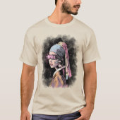 Cyber-meisje met een parel oorbel t-shirt (Voorkant)