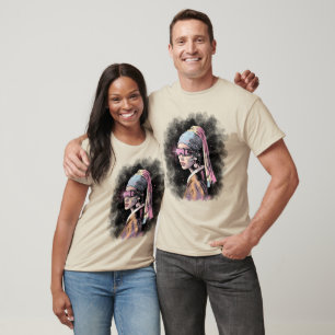 Cyber-meisje met een parel oorbel t-shirt
