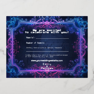Cyber-middeleeuwse Fusion Wedding RSVP Kaart REAL 