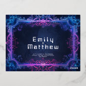 Cyber-middeleeuwse Fusion Wedding RSVP Kaart REAL  (Achterkant)