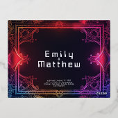 Cyber-middeleeuwse Fusion Wedding RSVP Kaart REAL  (Achterkant)