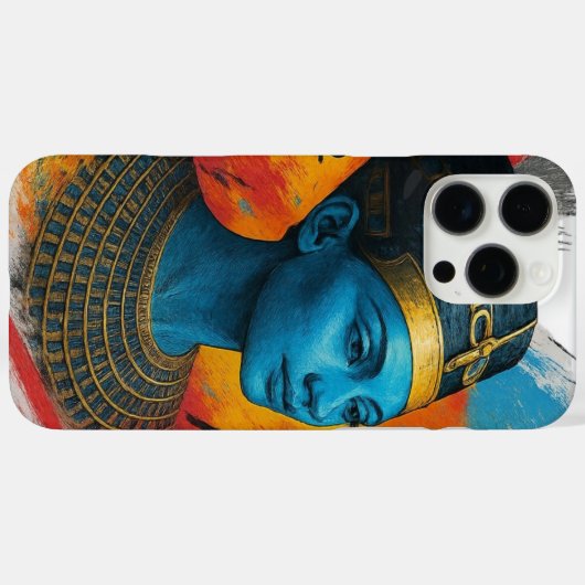 Cyber Nefertiti iPhone Case - Egyptische Neon Tech (Achterkant (horizontaal))