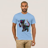 Cyber Neon Gamer Cat Furry T-shirt (Voorkant volledig)