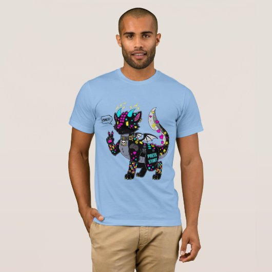Cyber Neon Gamer Cat Furry T-shirt (Voorkant volledig)