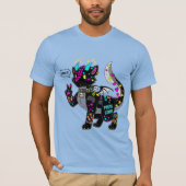 Cyber Neon Gamer Cat Furry T-shirt (Voorkant)