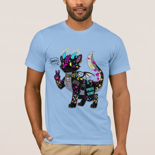Cyber Neon Gamer Cat Furry T-shirt (Voorkant)