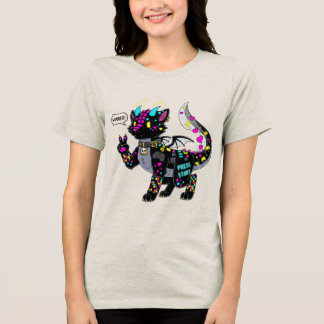 Cyber Neon Gamer Cat Furry T-shirt voor dames