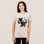 Cyber Neon Gamer Cat Furry T-shirt voor dames (Voorkant volledig)