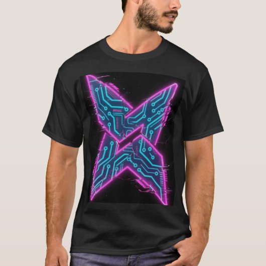 Cyber Neon X Circuit Board T-shirt (Voorkant)