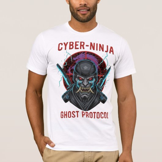 Cyber Ninja Ghost Protocol T-Shirt | Samurai Oni  (Voorkant)
