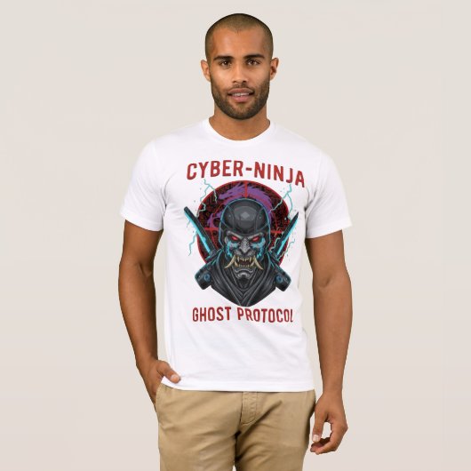 Cyber Ninja Ghost Protocol T-shirt | Samurai Oni (Voorkant volledig)