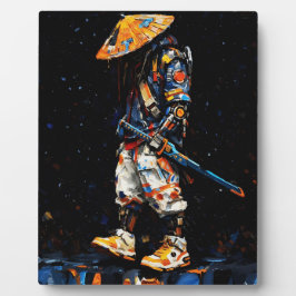 Cyber Ninja Paletmes Neon Oranje Impasto Fotoplaat
