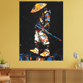 Cyber Ninja Palette Knife Neon Orange Impasto Canvas Afdruk (Insitu (Woonkamer))