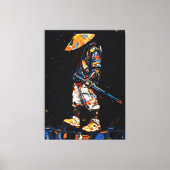 Cyber Ninja Palette Knife Neon Orange Impasto Canvas Afdruk (Voorkant)