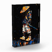 Cyber Ninja Palette Knife Neon Orange Impasto Fotoblokken (Links)