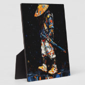 Cyber Ninja Palette Knife Neon Orange Impasto Fotoplaat (Zijkant)