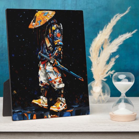 Cyber Ninja Palette Knife Neon Orange Impasto Fotoplaat (Zijkant)